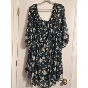 Torrid Off Shoulder Forrest Green Floral Dress